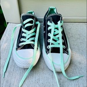 Size 6 - Converse All Star Black Double Tongue Lo Tops Fashion Sneakers Shoes